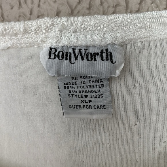 Women’s Bon Worth Crinkle Stretch Short Sleeve Top, XLP, Off White - Picture 4 of 5